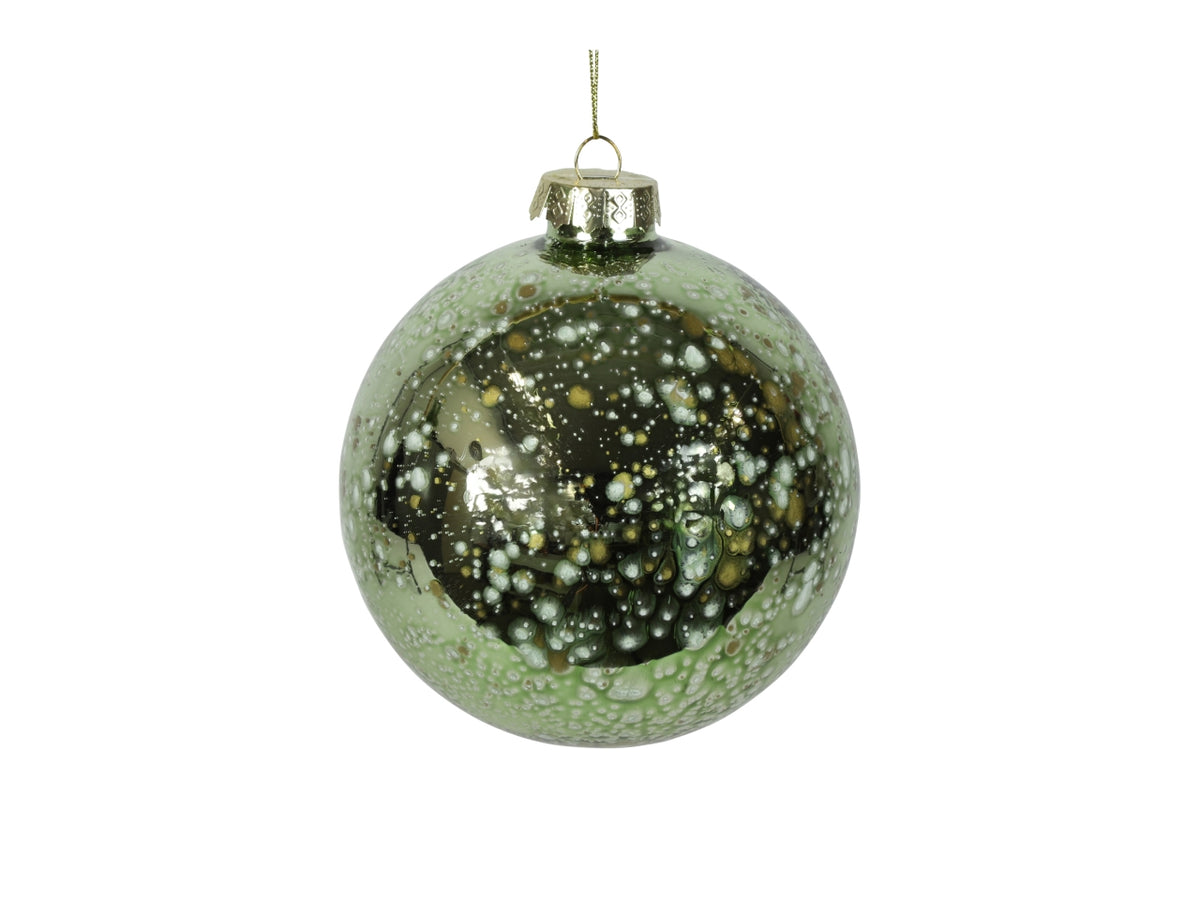 Palla di natale in vetro lucido verde effetto invecchiato Ã12 cm - Countryfield