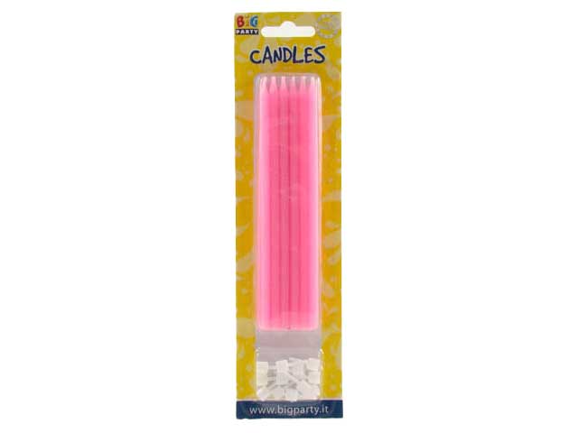 Candeline matite+supp. rosa 12 pezzi 71001