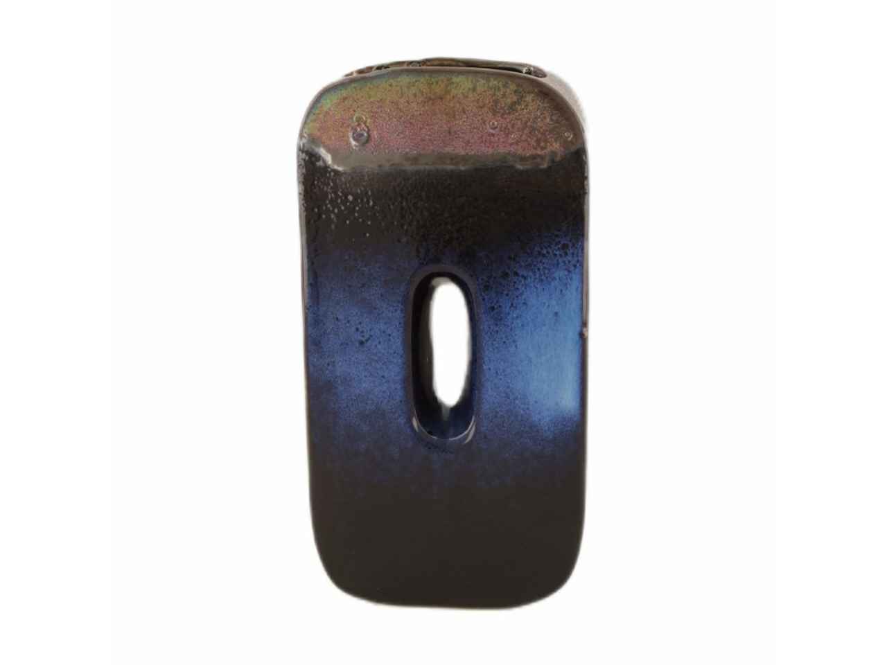 Vaso ceramica 13x6x25cm blu e marrone $