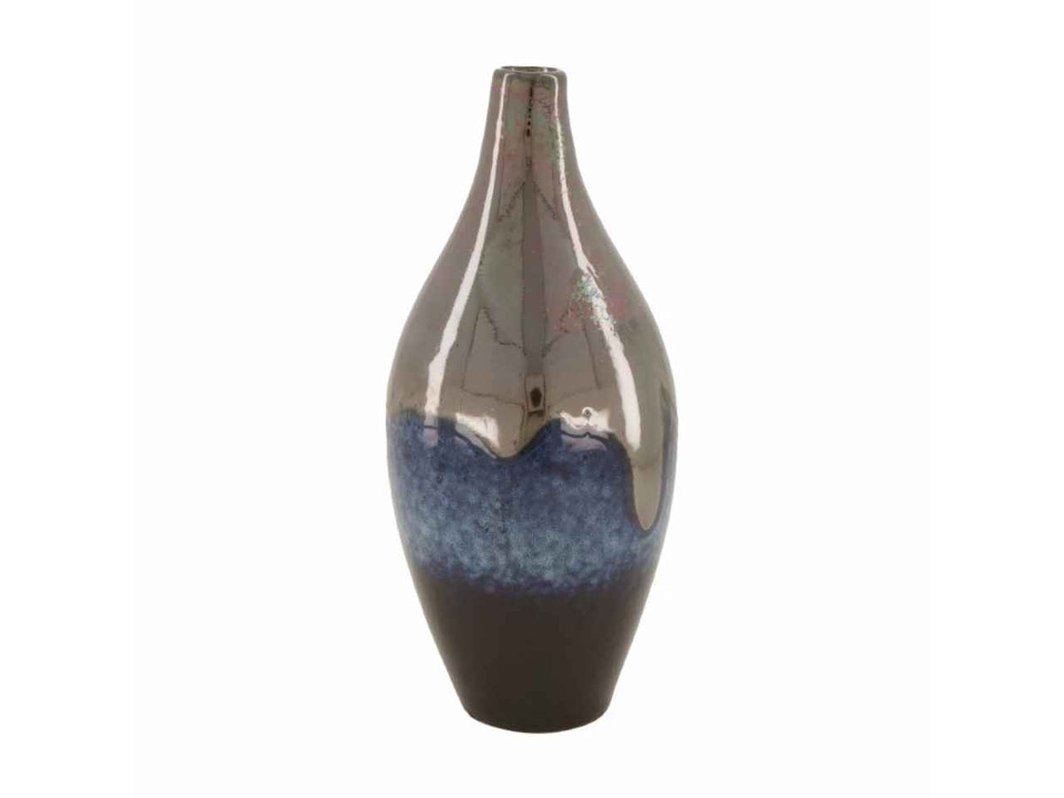Vaso ceramica 11.5x26.5m blu e marrone