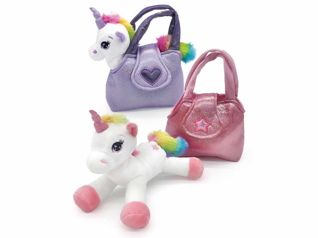 Unicorno 25cm in borsetta 2 colori assortiti