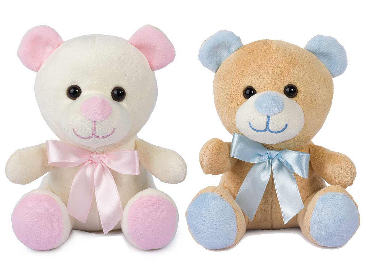 Peluche Orsetto H16Cm Dettgli Rosa Azzurro Assortiti