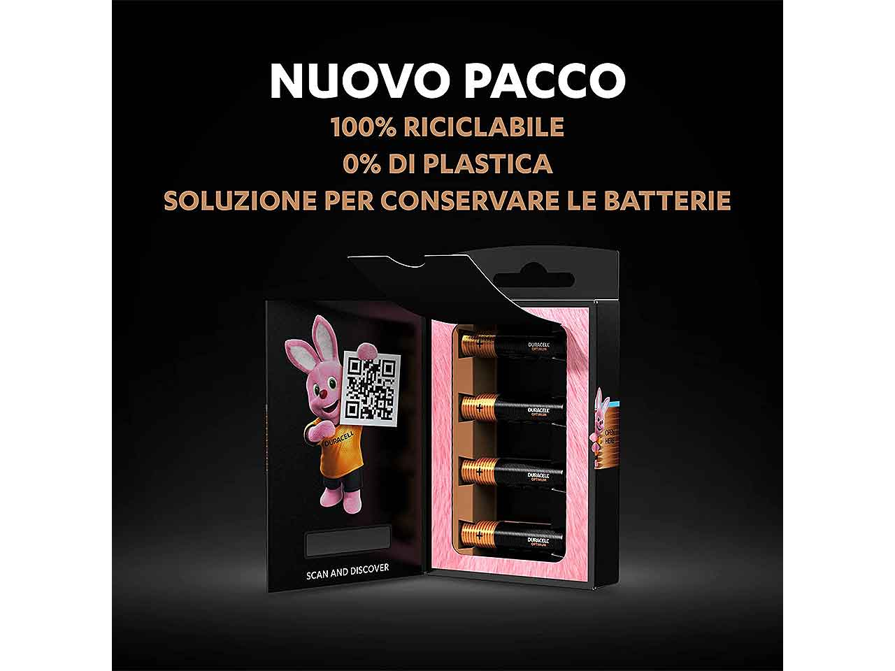 Duracell optimum pila mini stilo aaa b4 4 pezzi 501346