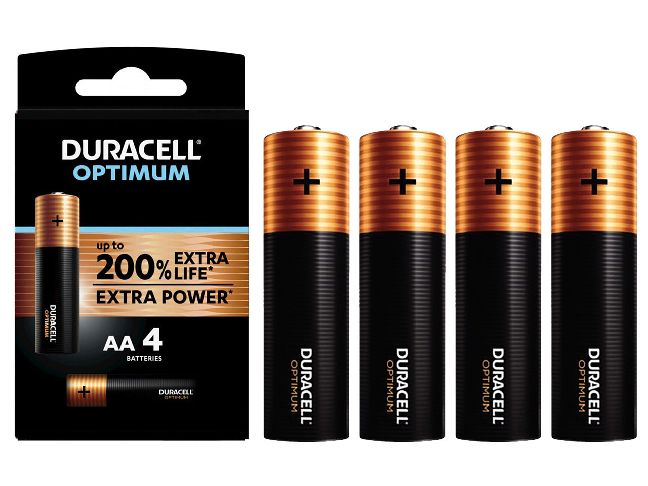 Duracell optimum batteria stilo aa4 alcalina extra power 1,5v - la confezione contiene 4 pile