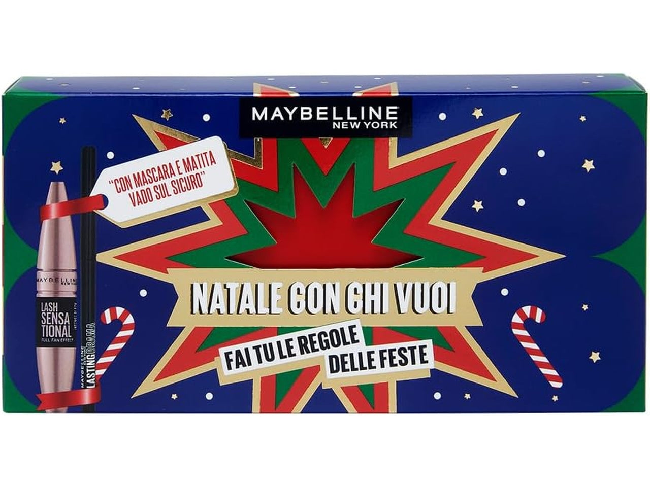 Maybelline coffret mascara ciglia sensazionali + matita lasting black, Sesso: f | Maybelline