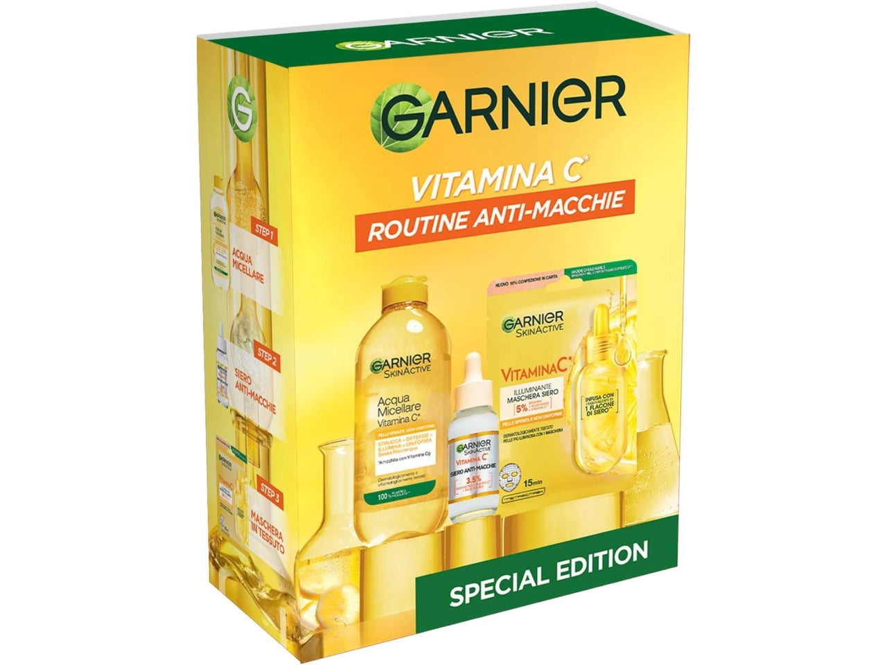 Garnier Vitamina C kit compremde skinactive , mask in tessuto, siero 30 ml, acqua micellare 400ml