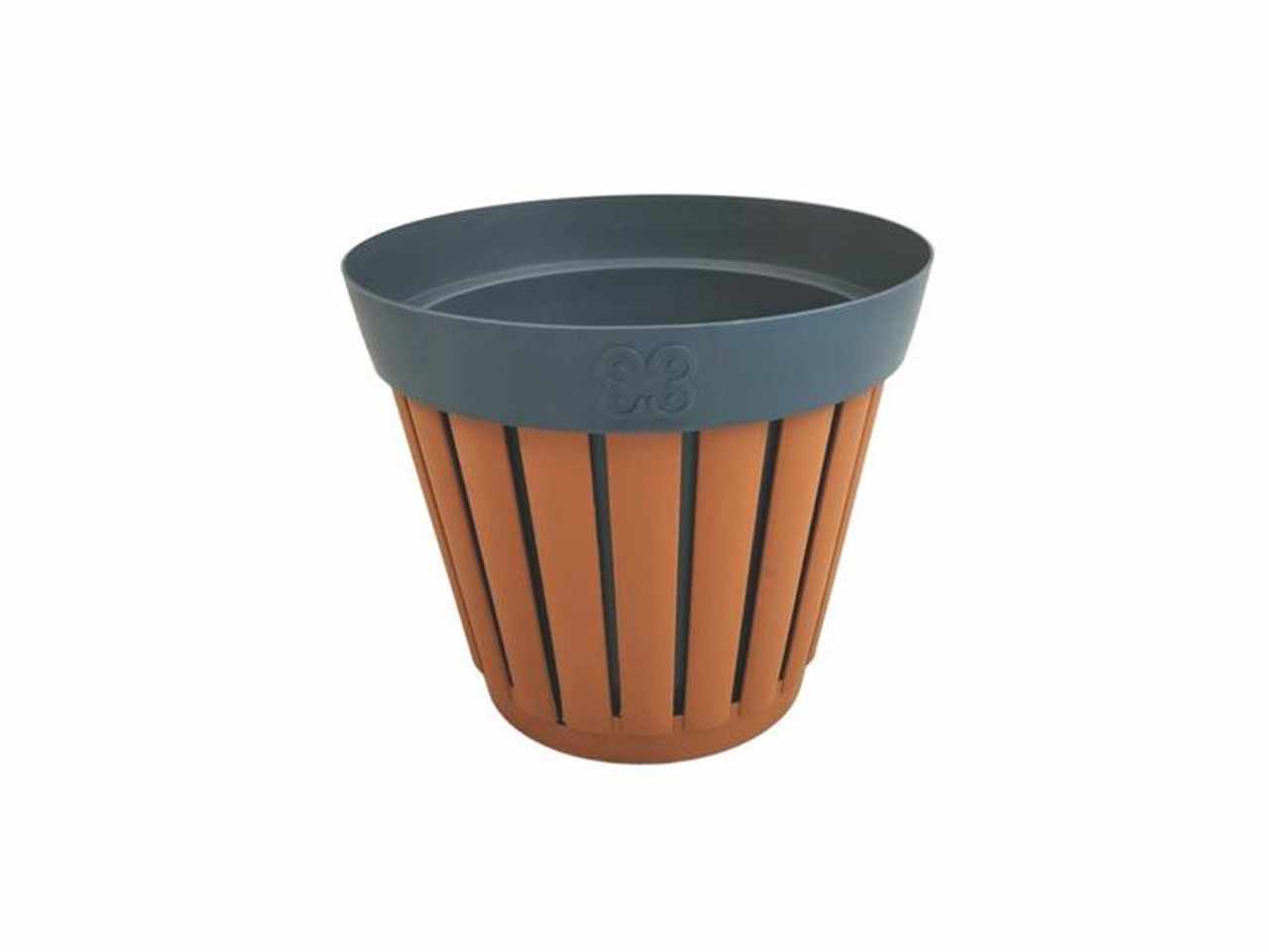 Vaso e coprivaso linea kreta diametro vaso interno 20cm realizzato in plastica riciclata colori terracotta e antracite