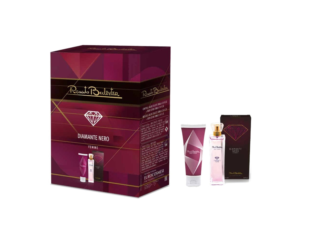 Renato Balestra diamante nero per donna, confezione con edt 100ml + crema corpo 100ml