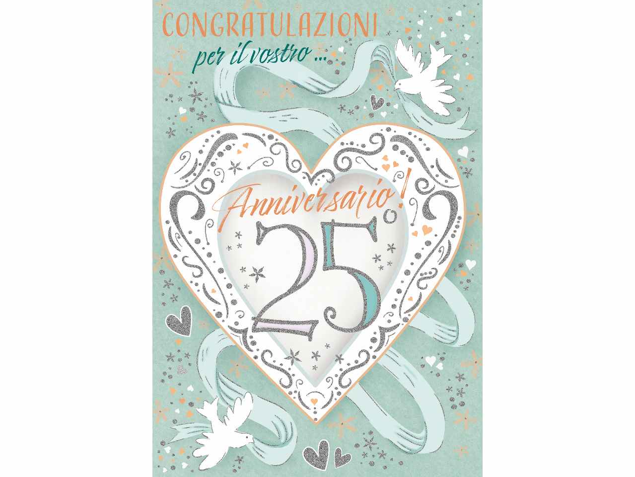 Biglietto auguri felice 25° anniversario
