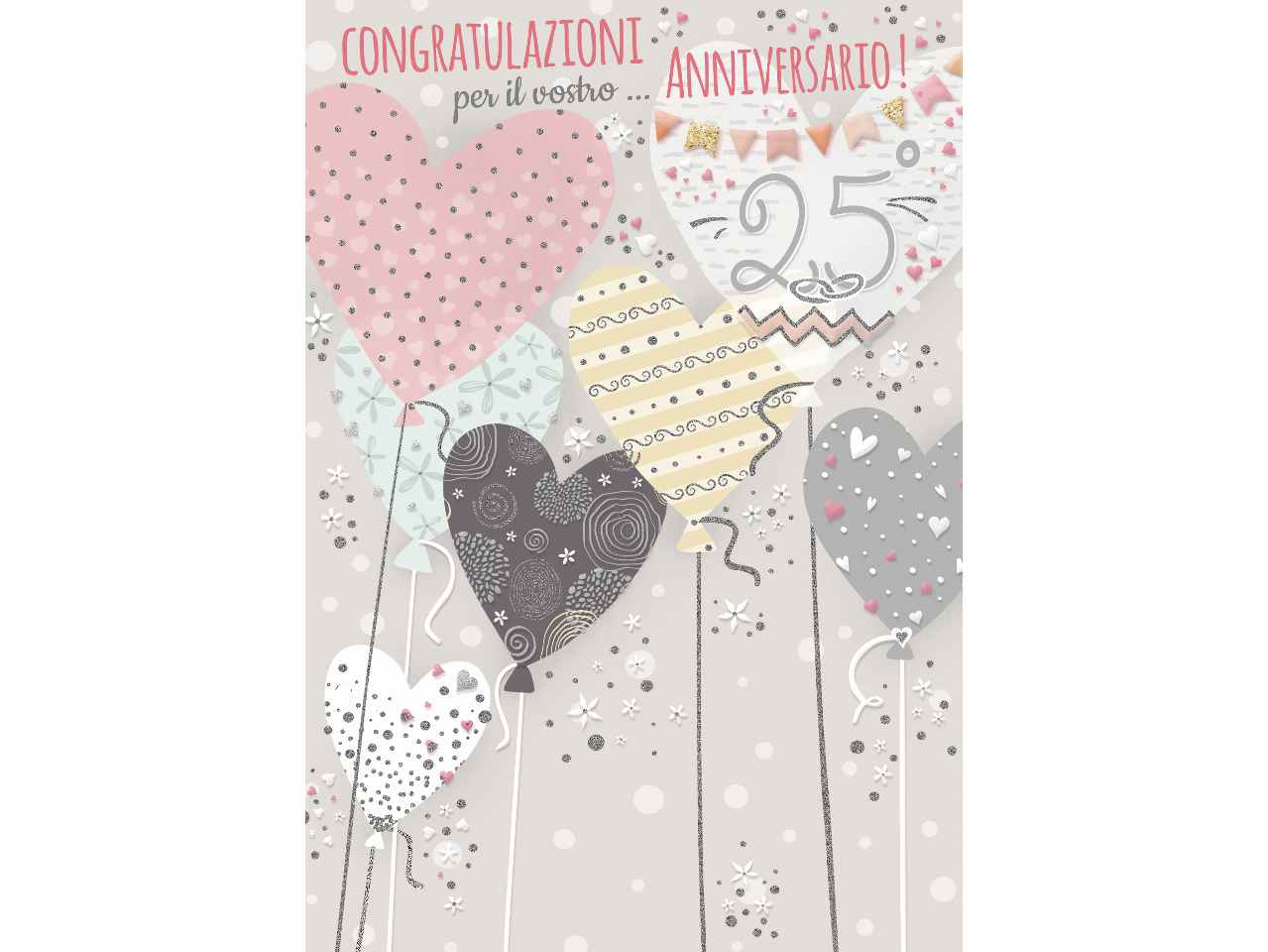 Biglietto auguri felice 25° anniversario