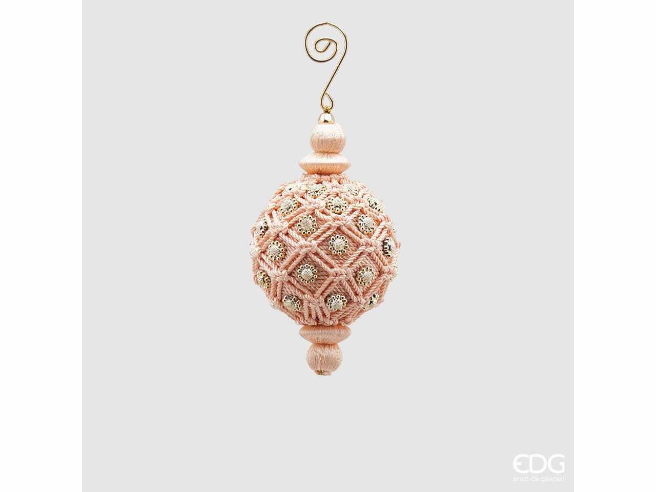 Palla di natale d.8cm rosa con intrecci $