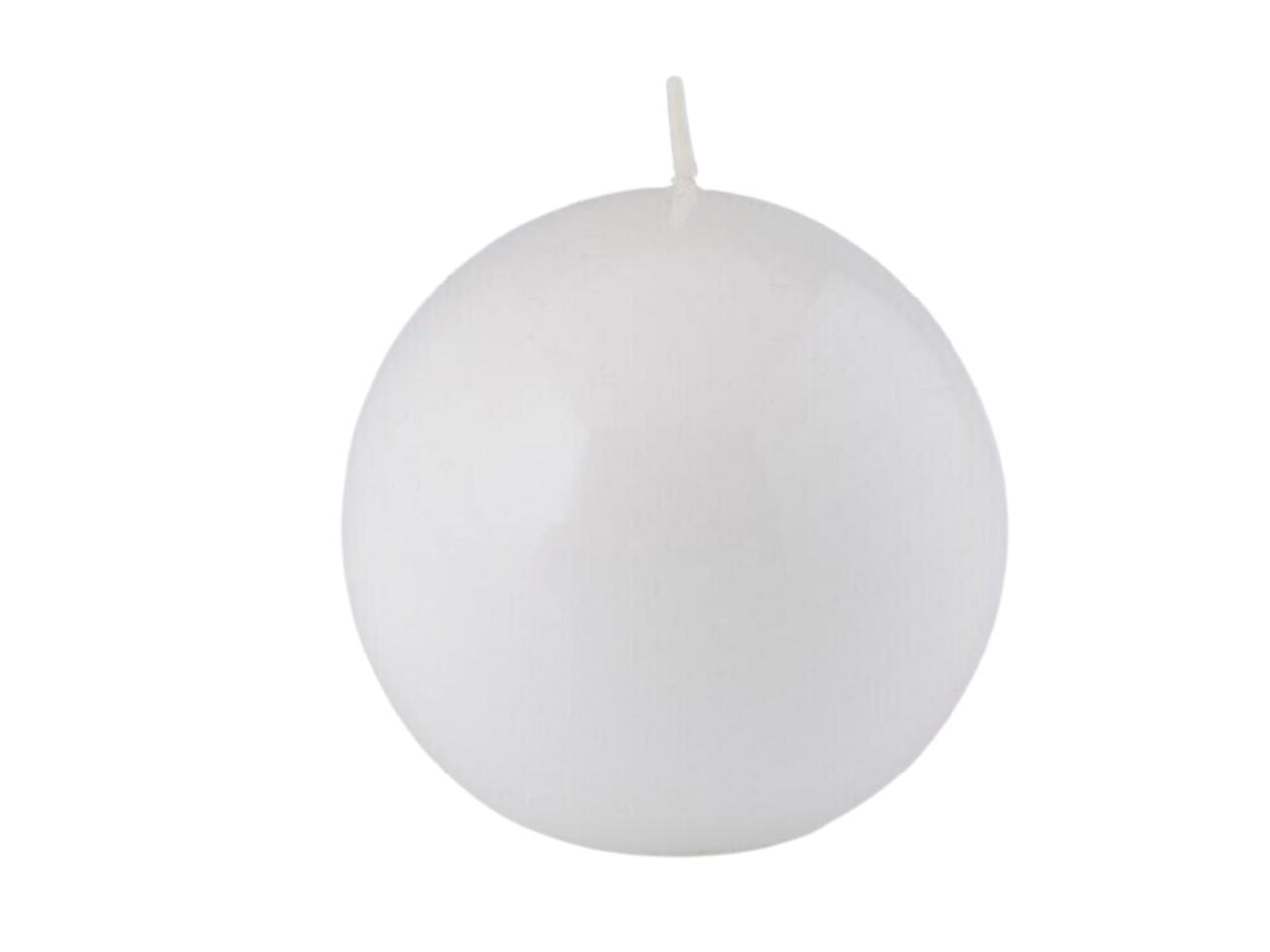 Candela a sfera misura d.10cm laccata colore bianco