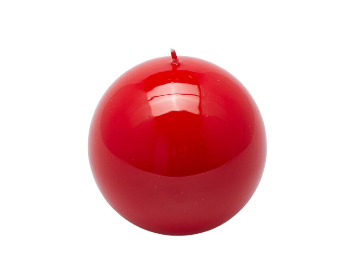 Candela a sfera misura d.8cm laccata colore rosso