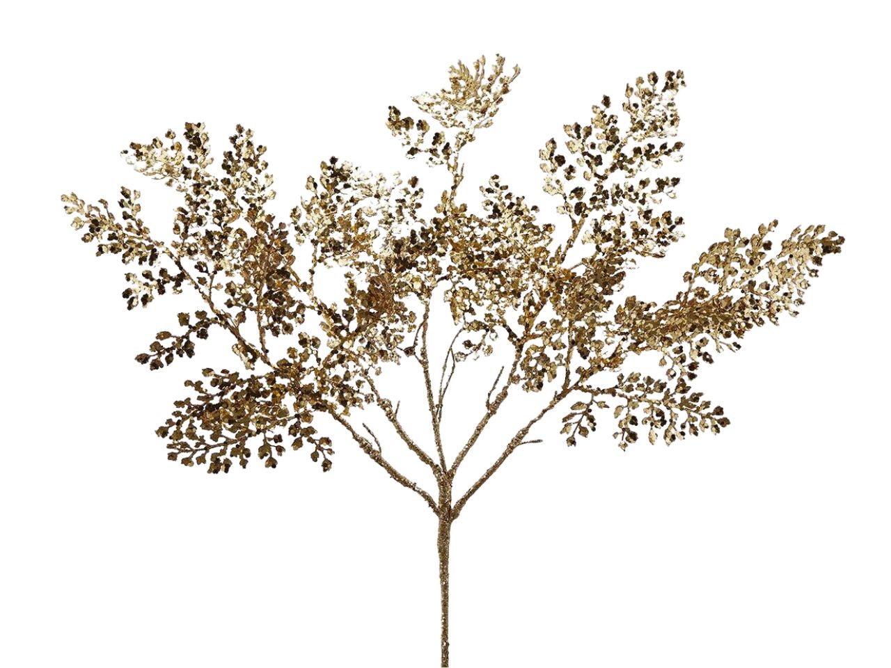 Felce metallizzata con glitter ramo misura h.46cm colore oro