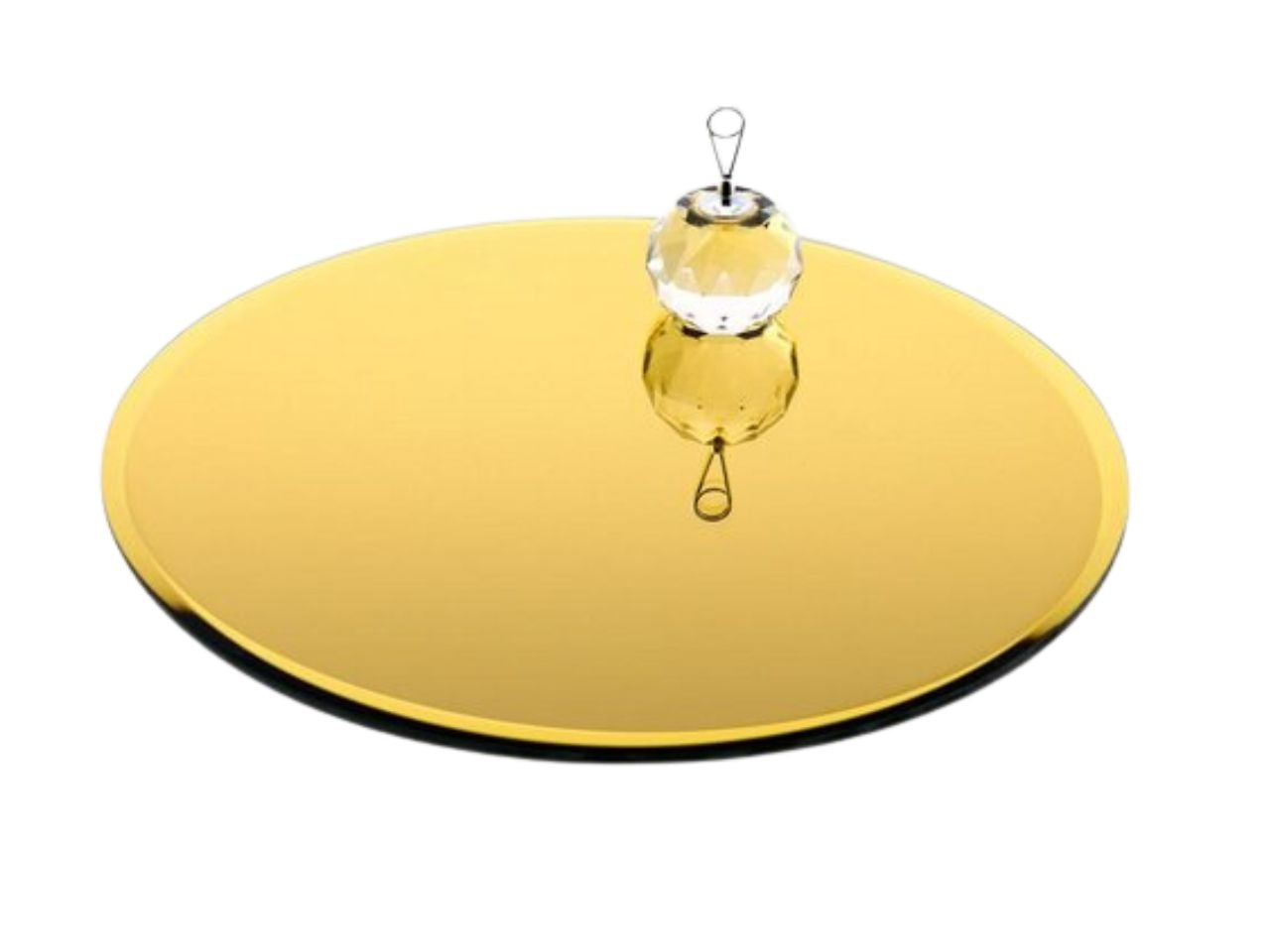 Base per candele tonda in vetro dorato a specchio, stile moderno, ideale per sottocandela - 35 cm - Enzo De Gasperi