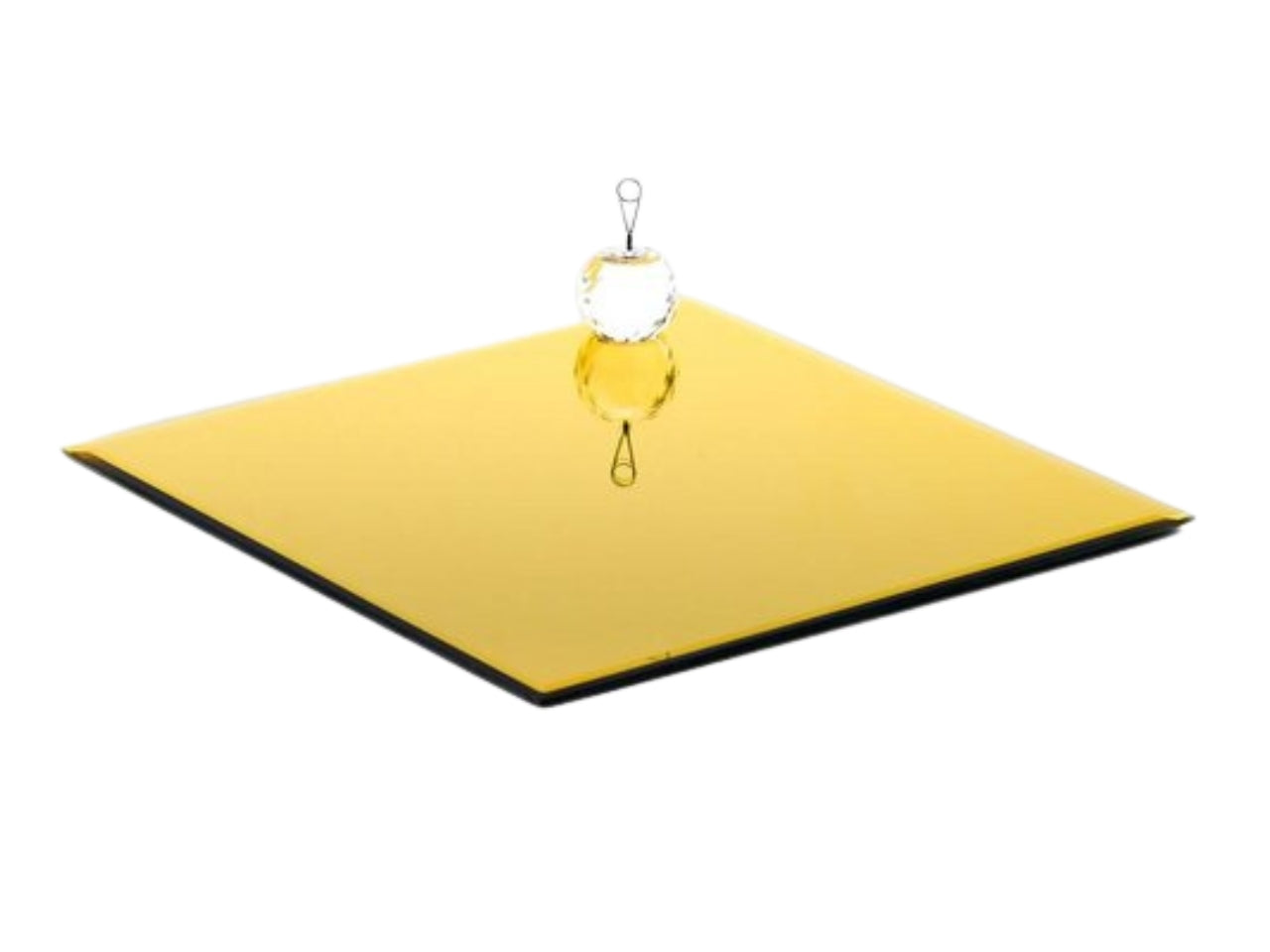 Base per candele quadrata in vetro dorato a specchio, stile moderno, ideale per sottocandela - 30x30 cm - Enzo De Gasperi