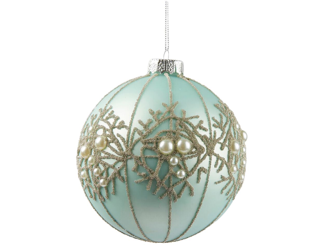 Palla decorativa con perle d.12cm blue chiaro