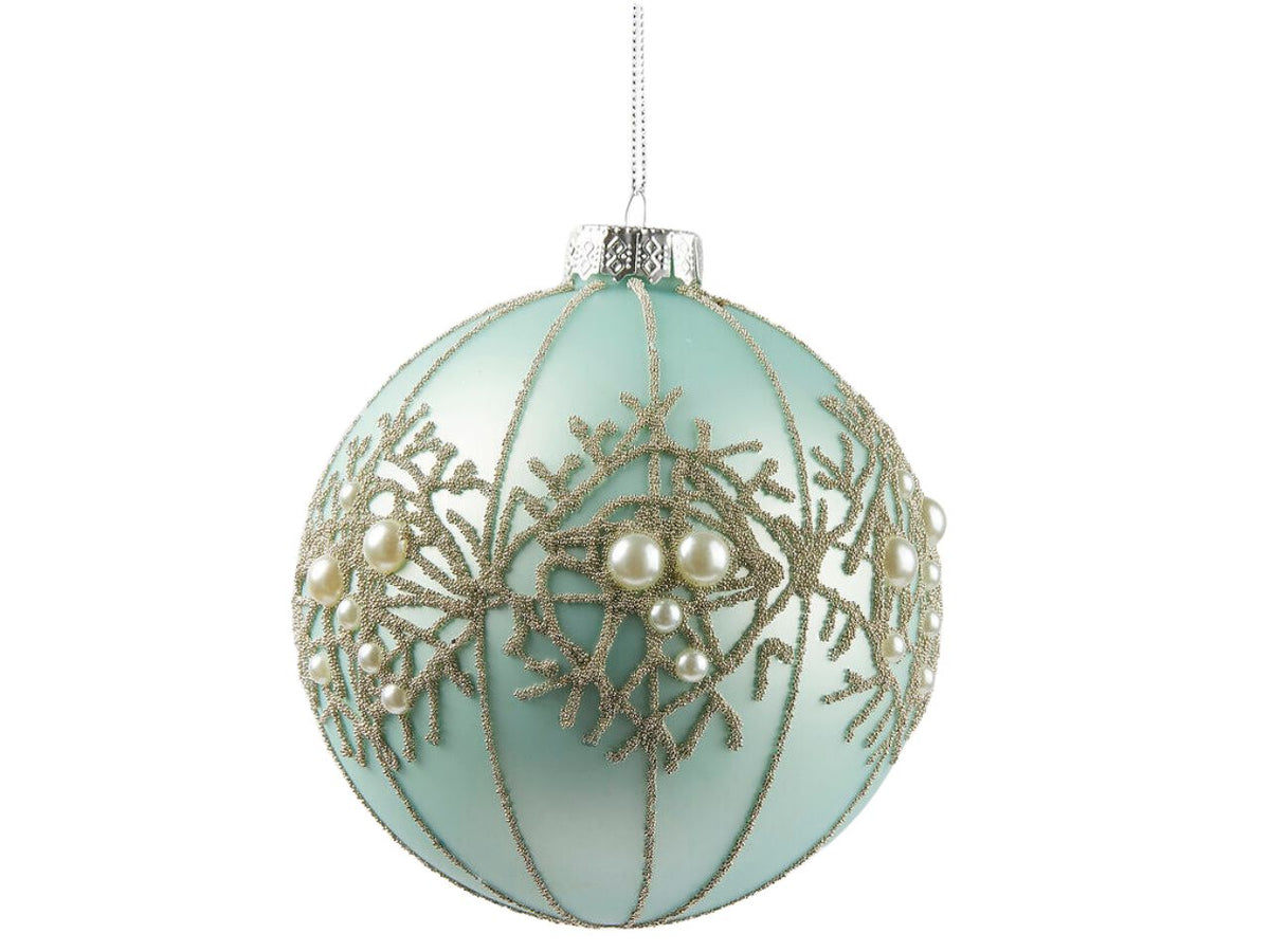 Palla decorativa con perle d.12cm blue chiaro