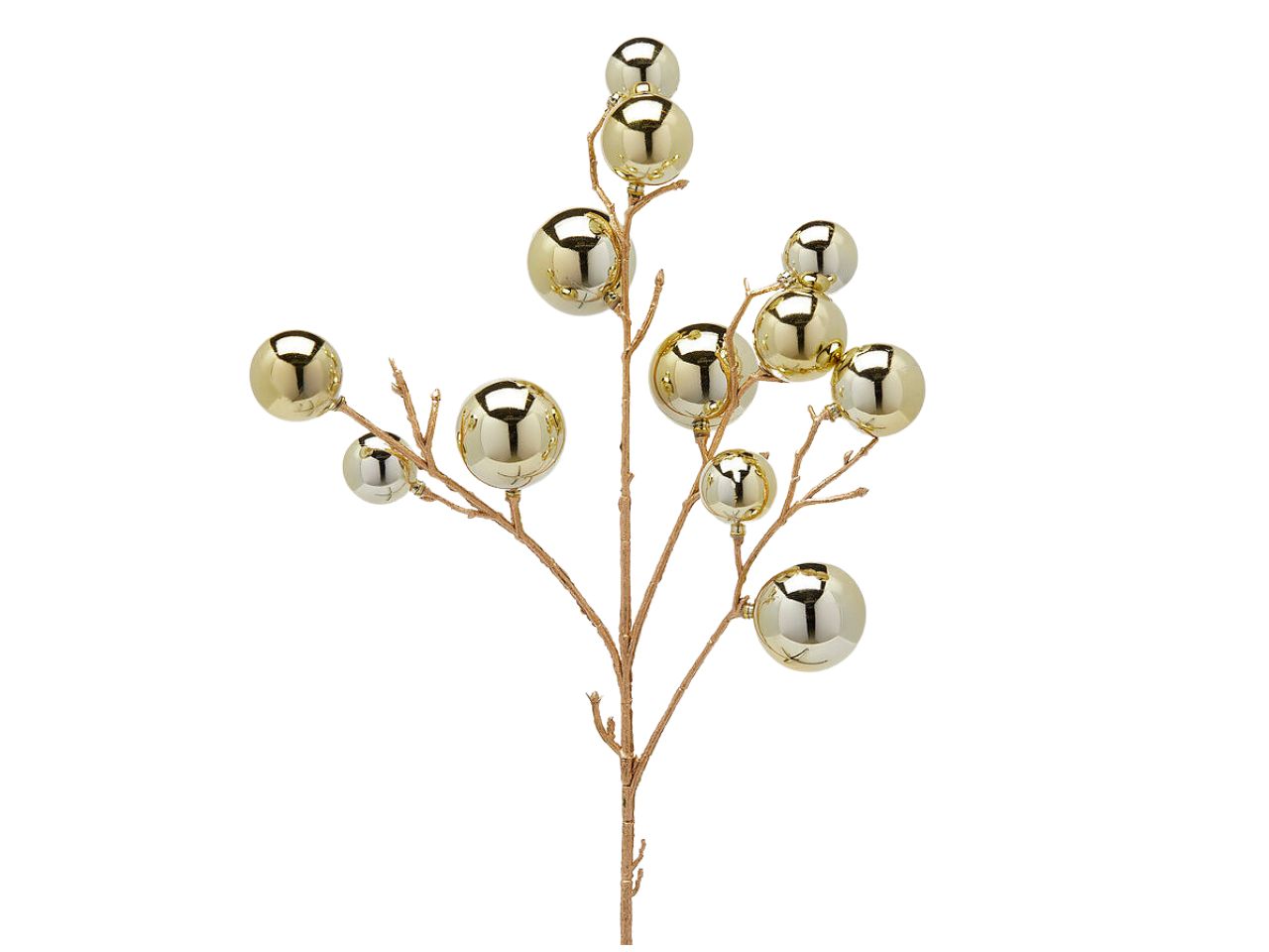 Ramo decorativo natalizio dorato con 12 palle di natale 53 cm - EDG