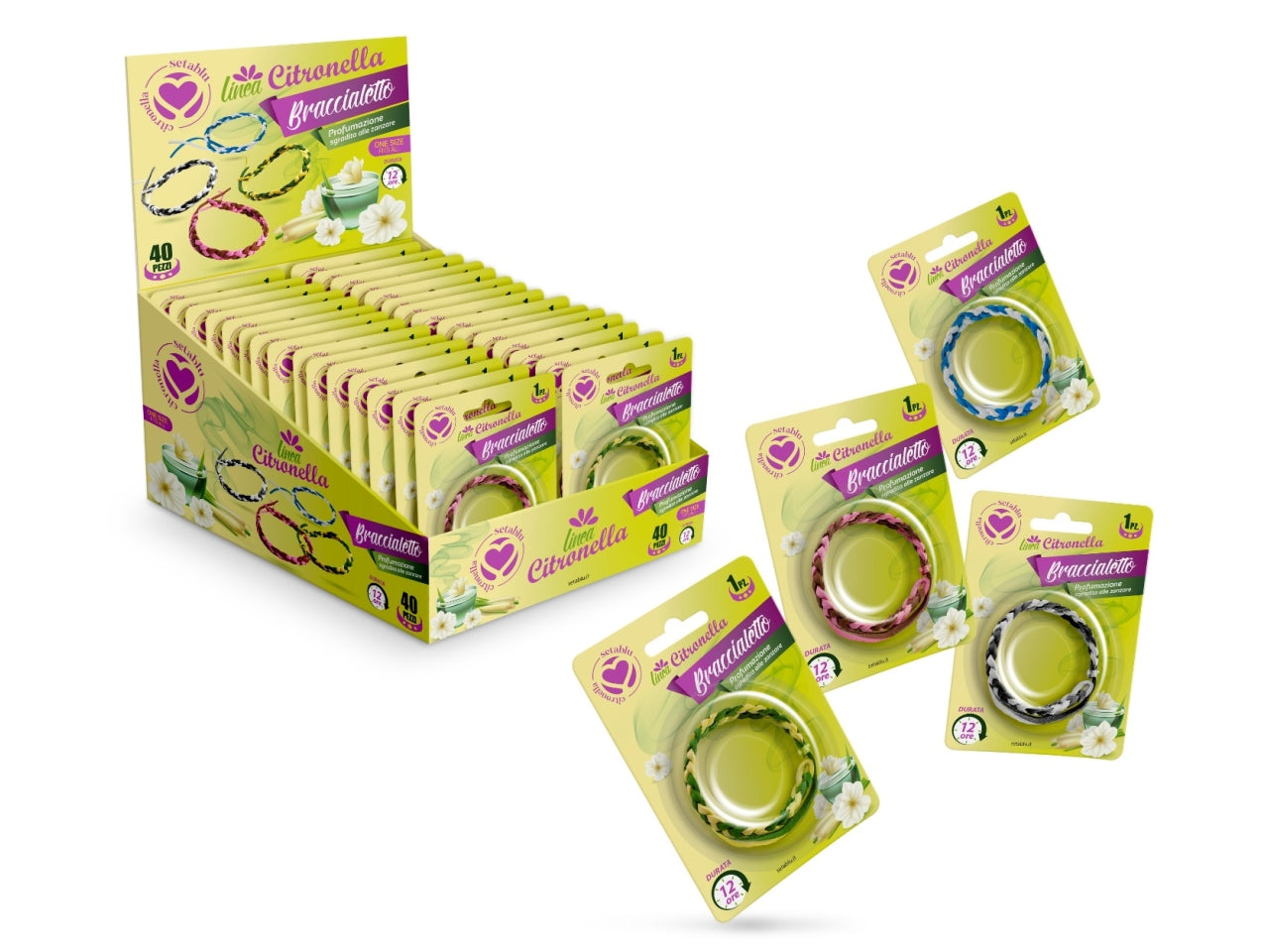 Bracciale alla citronella pu disponibile in colori assortiti