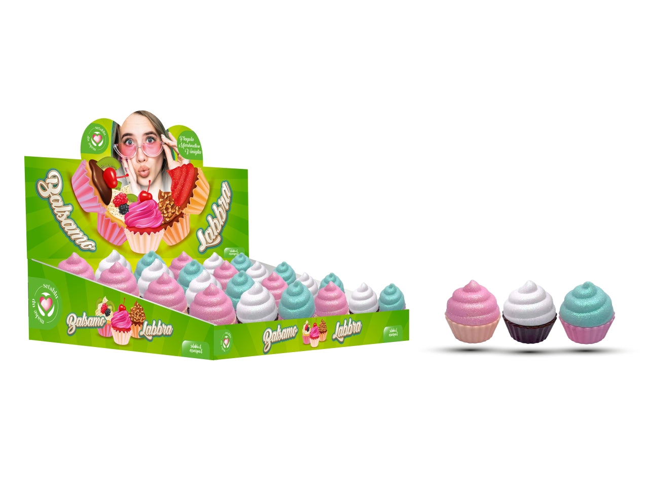 Lip balm cupcake vaniglia - fragola - marshmallow