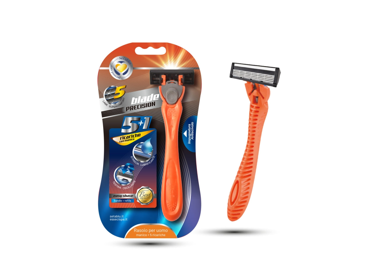 Rasoio 5 lame 1 manico + 5 testine