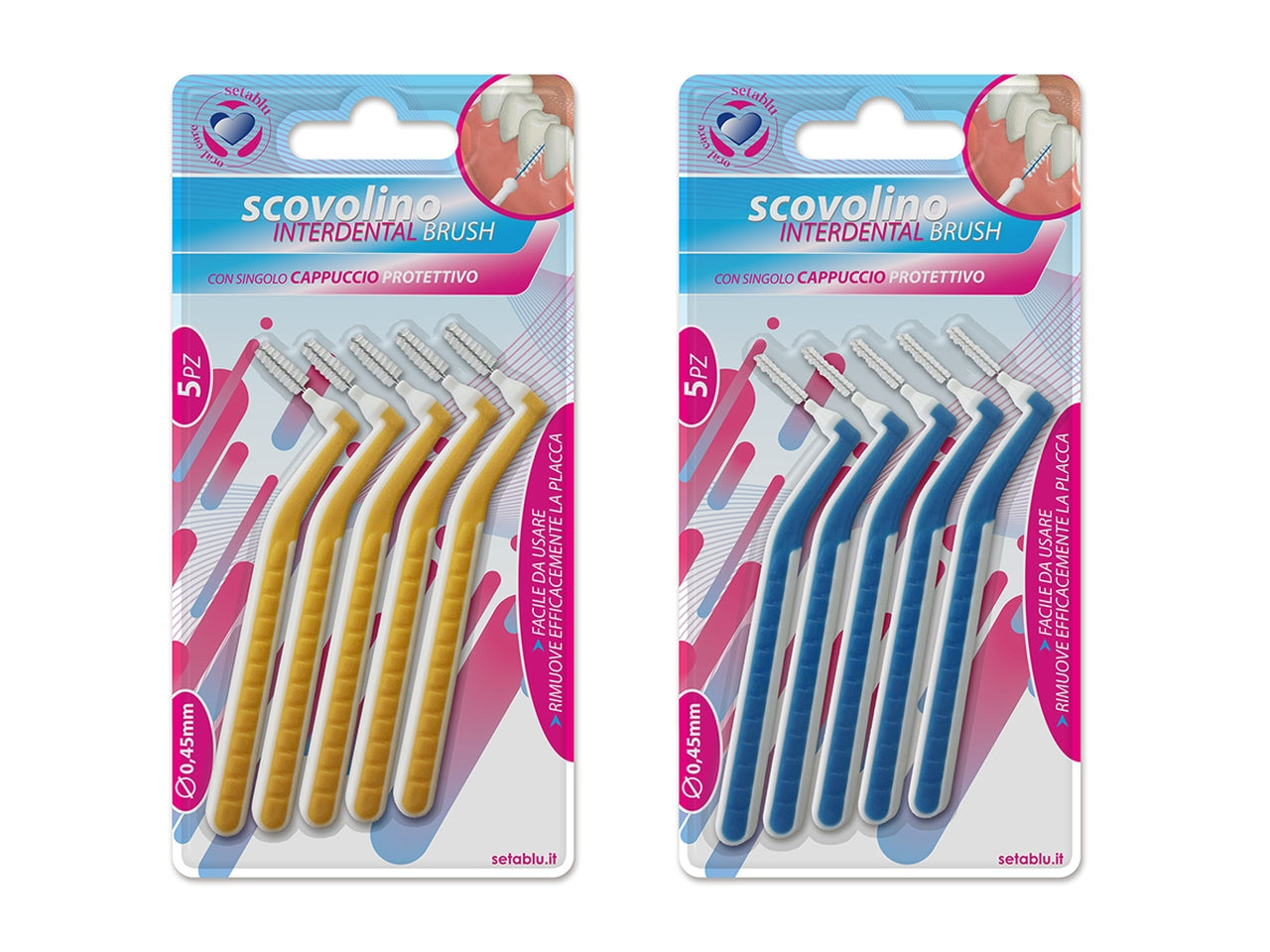 Scovolino interdentale con cappucci 0,45mm set da 5 scovolini