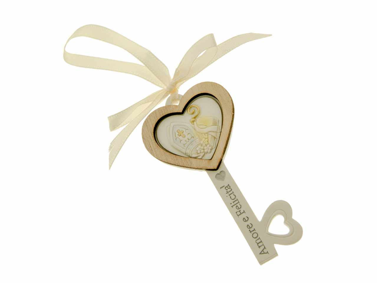 Chiave icona in resina e legno per cresima 9cm