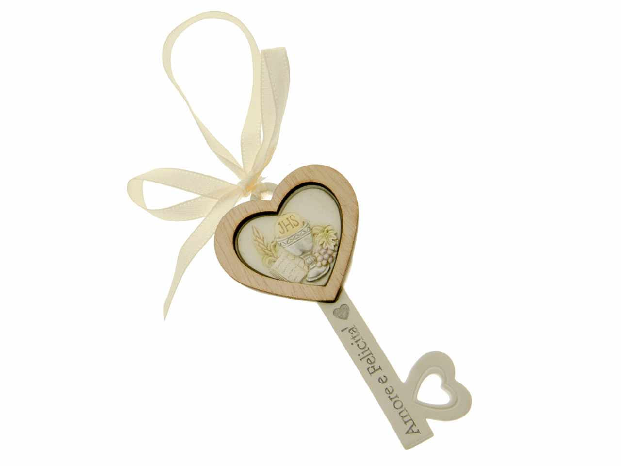 Chiave per comunione in resina e legno felicity 9cm