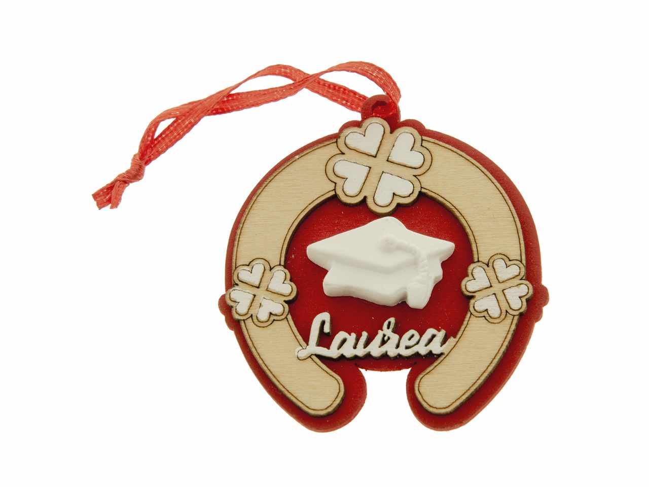 Ferro di cavallo decorativo in legno per laurea cm.6,5 set 12 pezzi