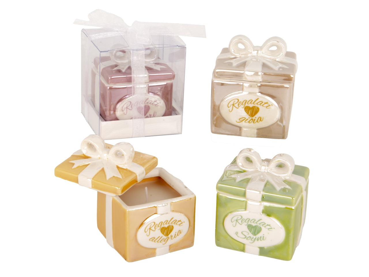 Gift candela 7x7xh.8cm 4 assortimenti