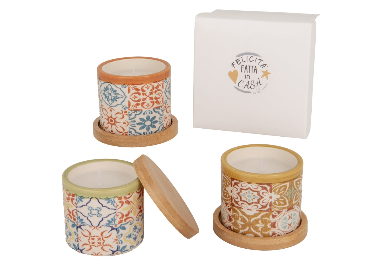 Corinto candela d.8,5xh6,5cm 3 assortimenti