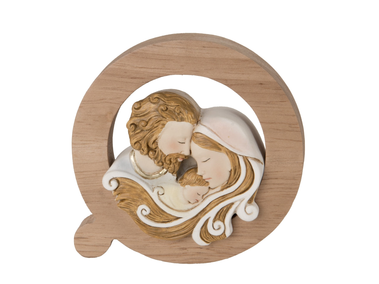 Cornice icona sacra famiglia in resina e legno 8,5cm