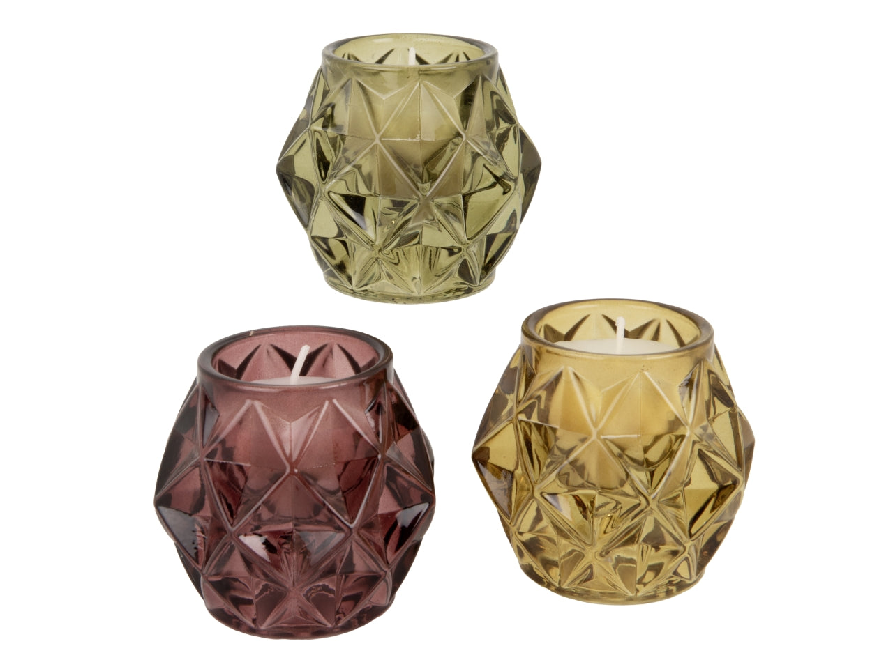 Color candela esagono h.7cm 3 assortimenti