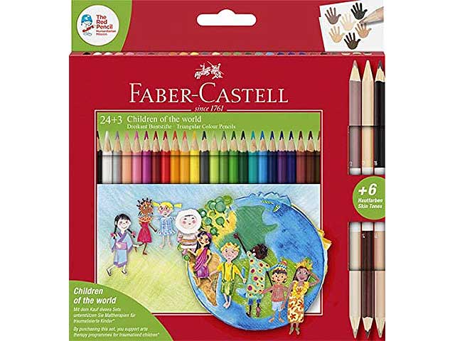 Matite colorate fusto triangolare uguale alla mina âChildren of the Worldâ colori assortiti mina 3.3 mm Faber Castell