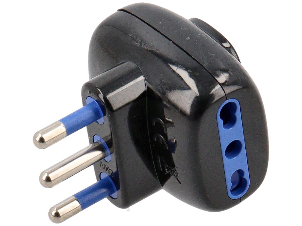Adattatore 3 prese bivalenti 16a 250v nera