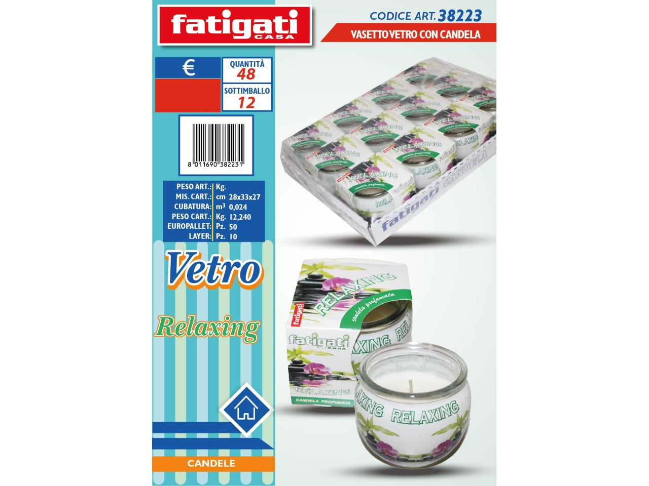 Candela profumata in vasetto di vetro al profumo di relaxing - Fatigati