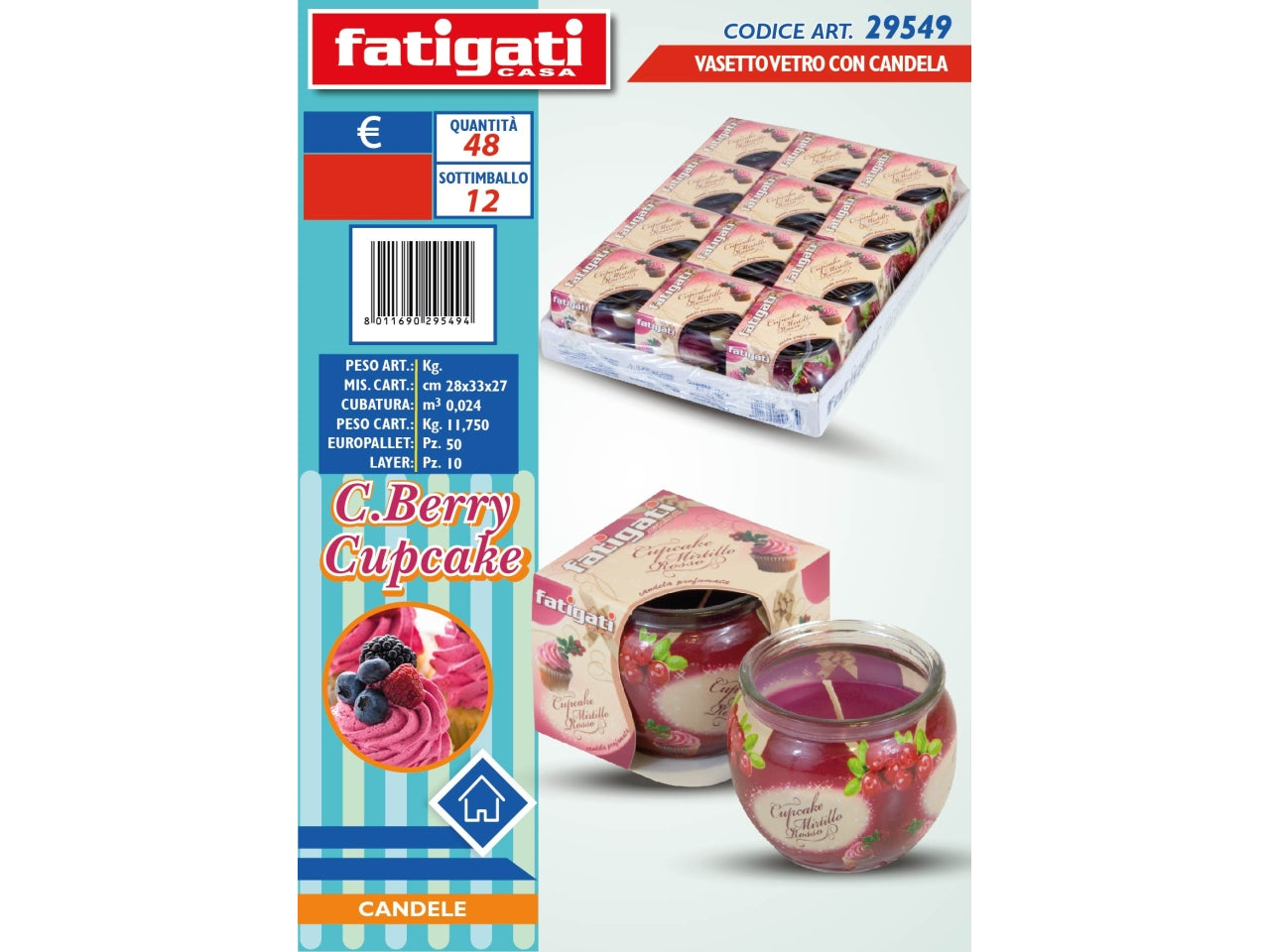 Candela profumata in vasetto di vetro al profumo di mirtillo rosso - Fatigati