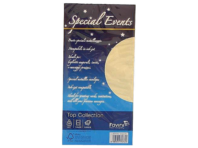 Buste per partecipazioni Favini in carta crema 120gr misura 11x22cm - la confezione contiene 10 buste