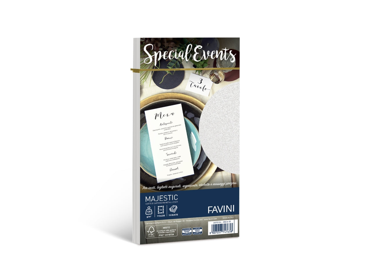 Buste per partecipazioni matrimonio Favini in carta bianca 120gr misura 11x22cm la confezione comprende 10 buste