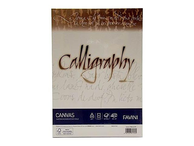 Fogli di carta canvas colore bianco formato A4 200gr - la confezione comprende 50 fogli