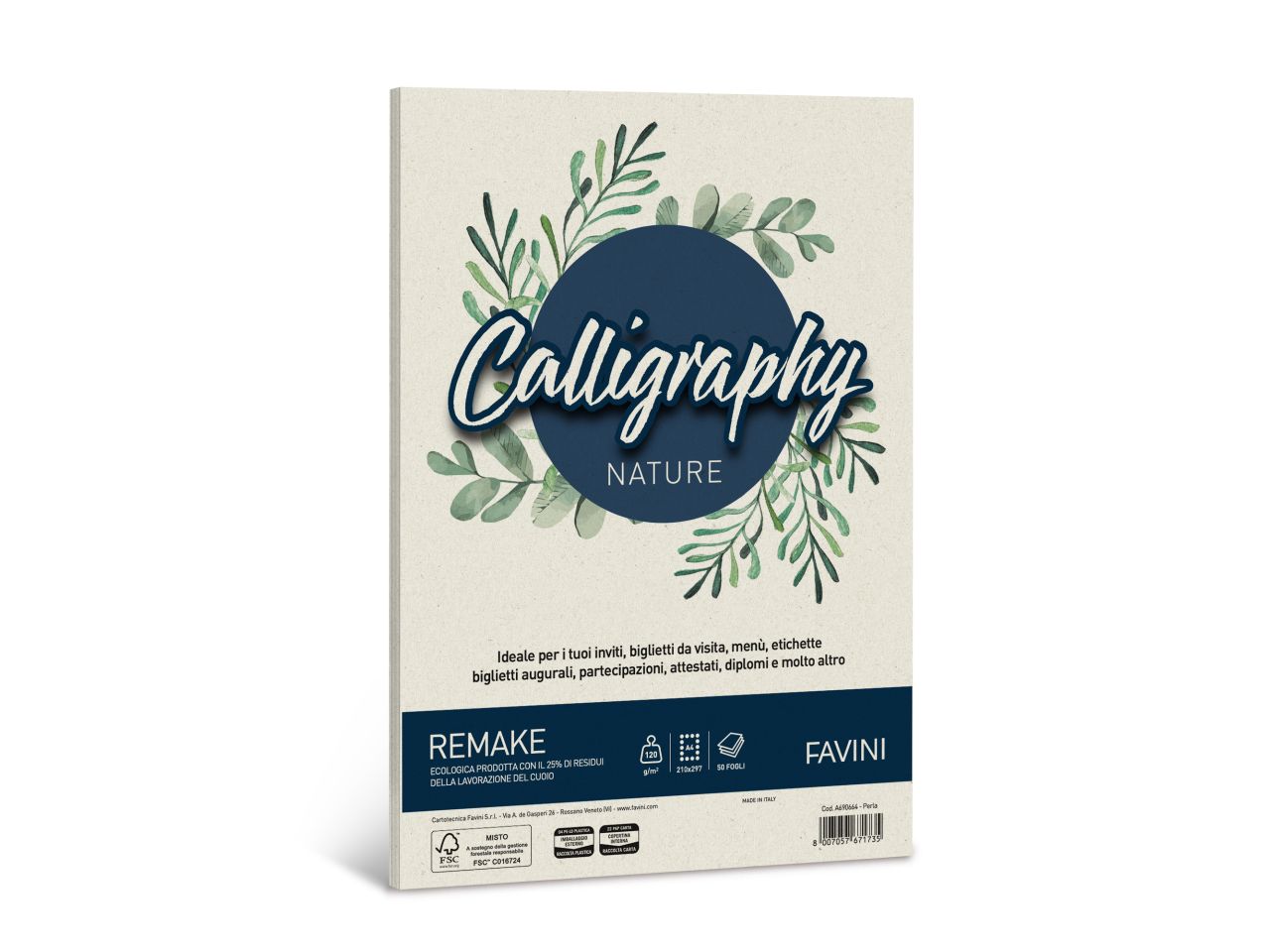 Carta calligraphy nature remake a4 120gr 21x29,7cm 50 fogli perla