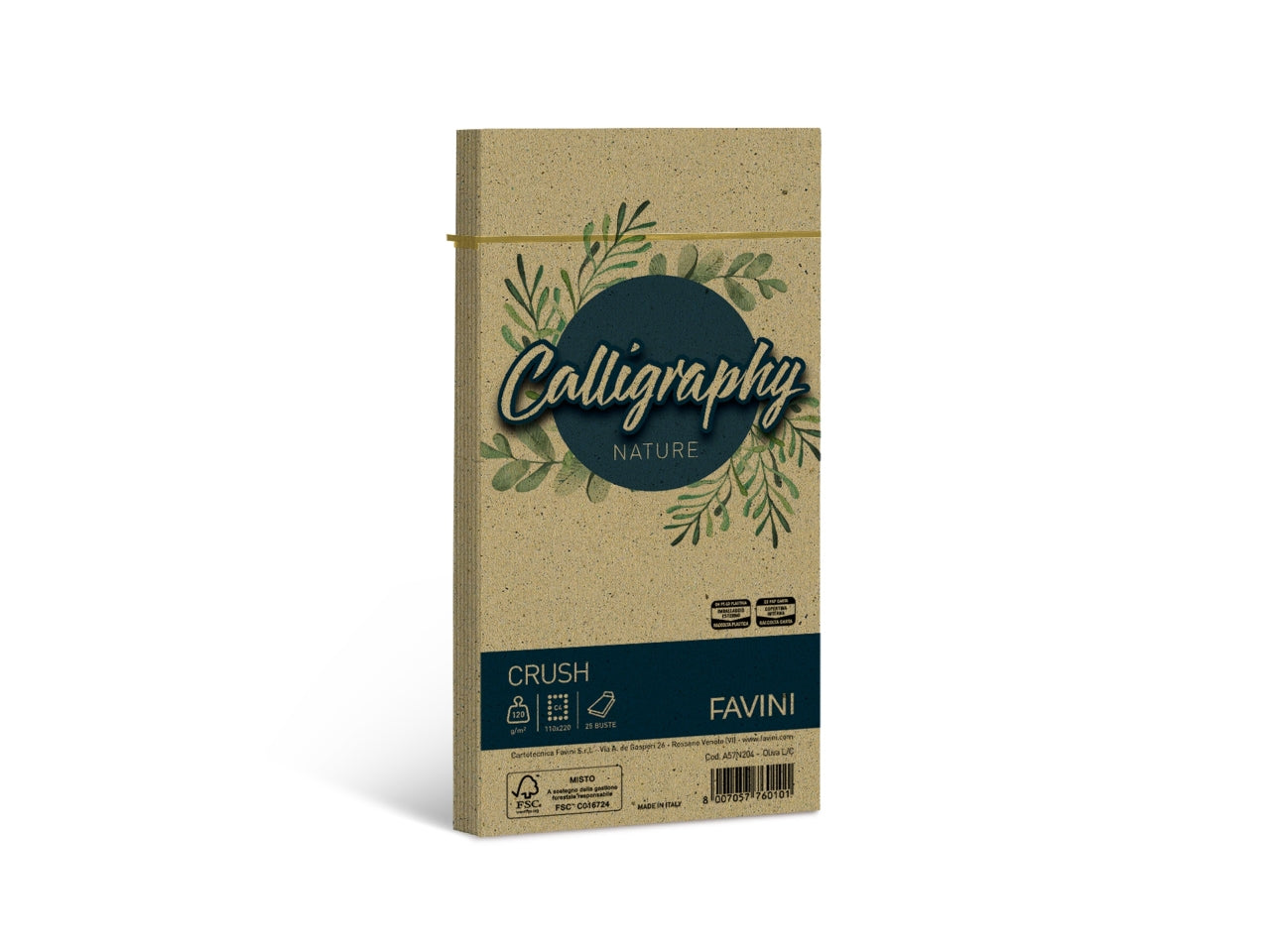 Busta carta calligraphy misura11x22cm 120gr oliva - la confezione comprende 25 buste