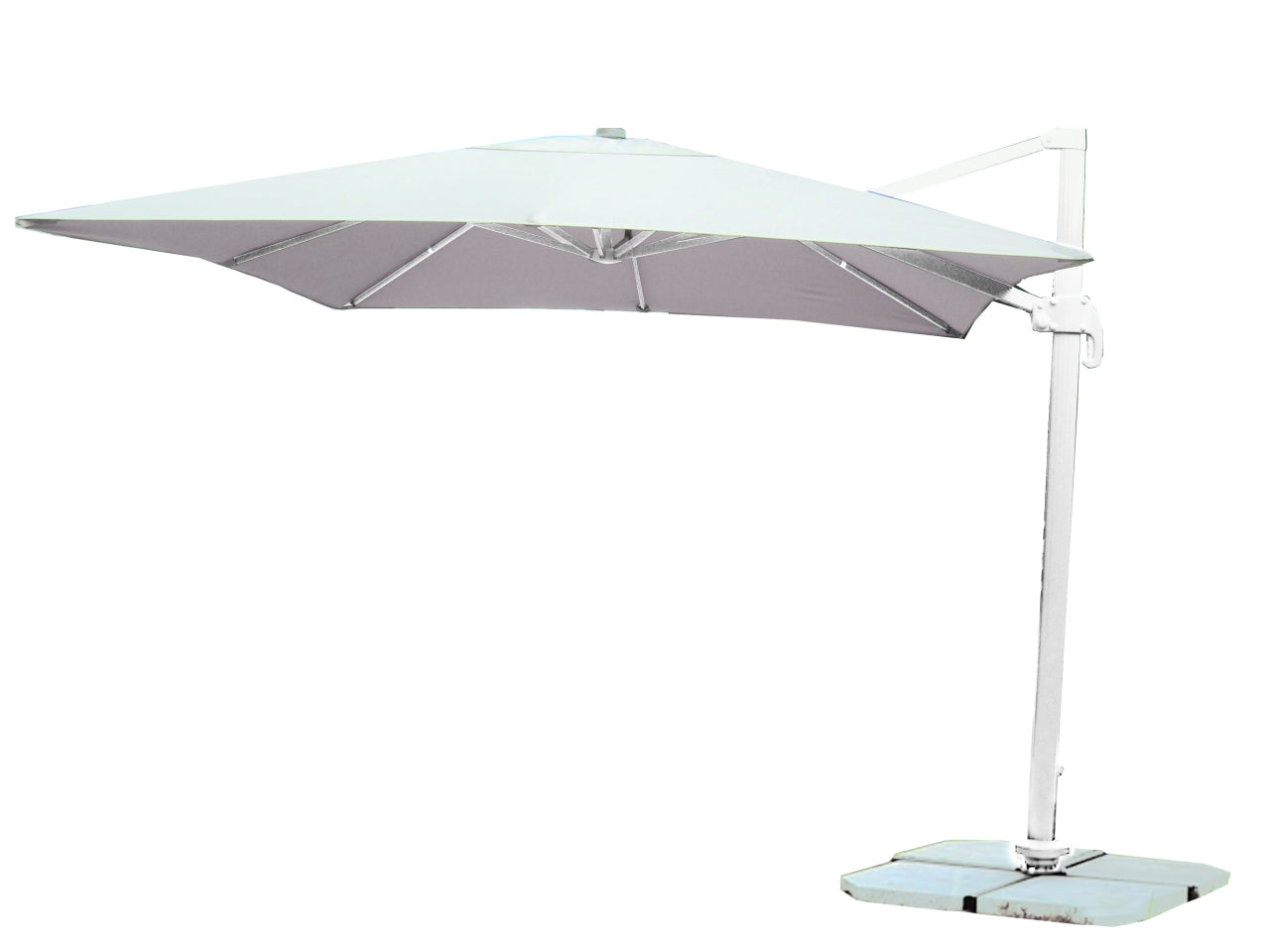 Ombrellone braccio poly alluminio 3x3mt/53mm bianco