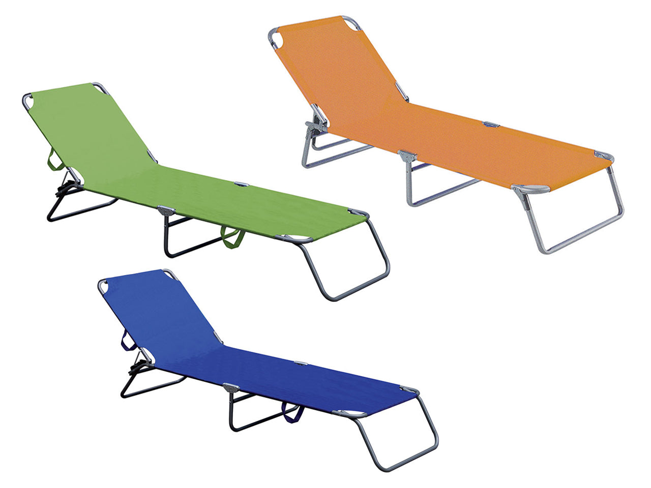 Lettino prendisole in 3 colori assortiti a 4 inclinazioni 54x24x186 cm - Fdm Overseas