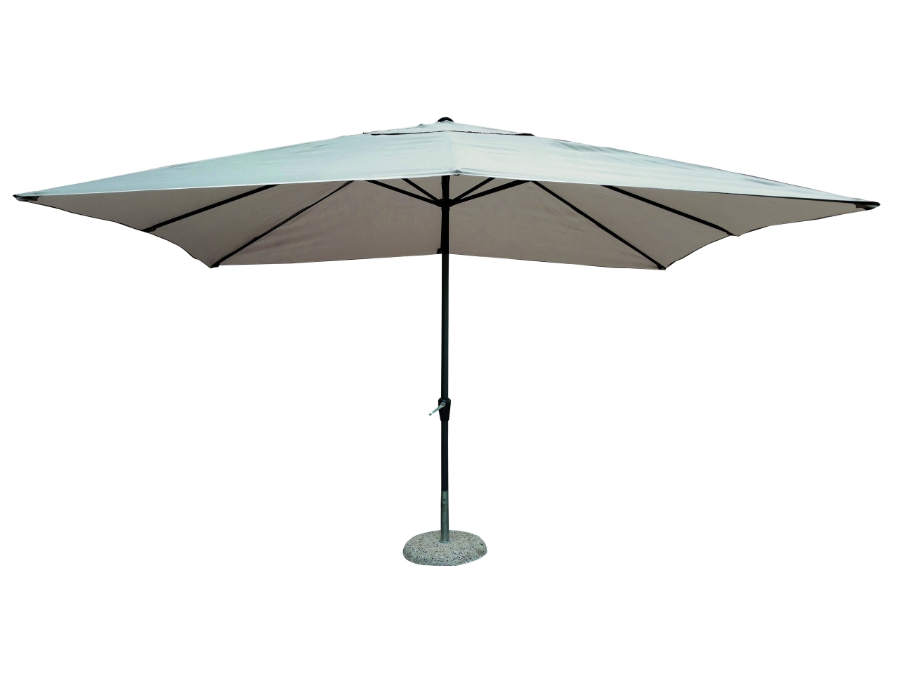 Ombrellone pully d.3mt - palo in alluminio grigio d.38mm - 6 stecche in acciaio 12x18mm con manovella - poliestere 160gr con presa d'aria ecru