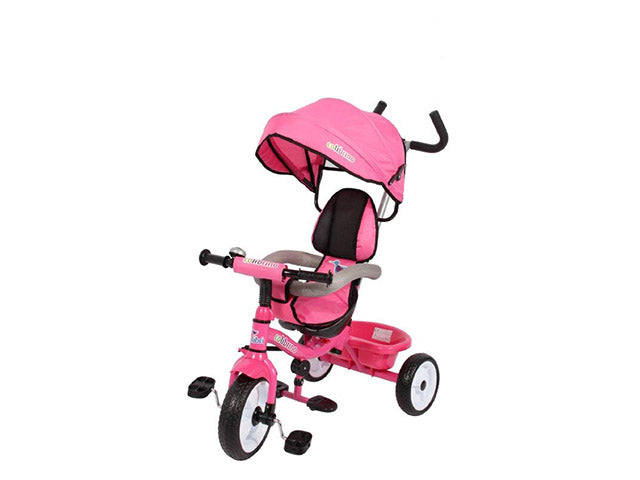Triciclo Passeggino per Bambini Fronte Mamma e Strada Rosa $
