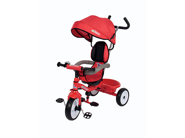 Triciclo Passeggino per Bambini Fronte Mamma e Strada Rosso