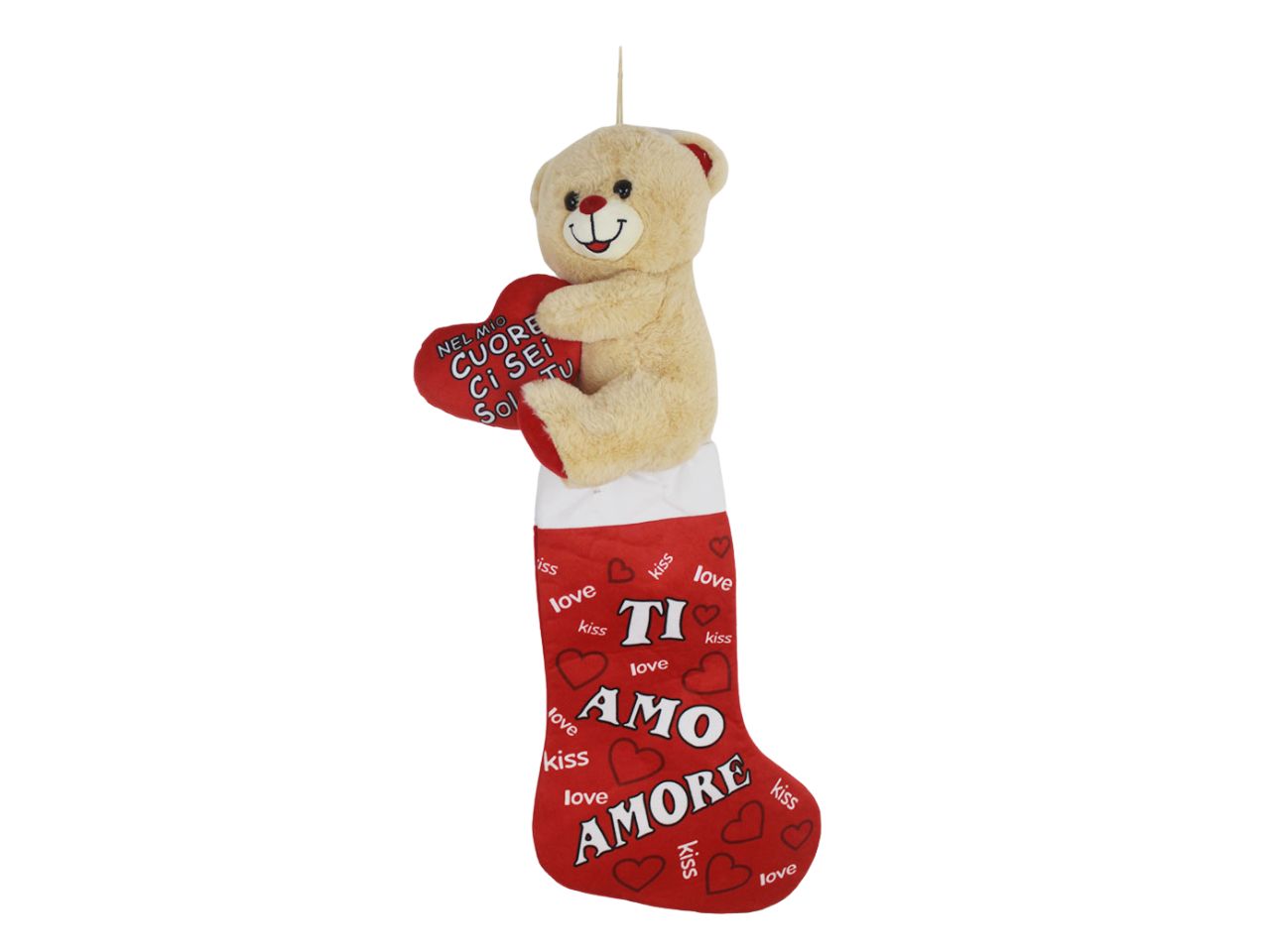 Calza con peluche orso con cuore 50cm