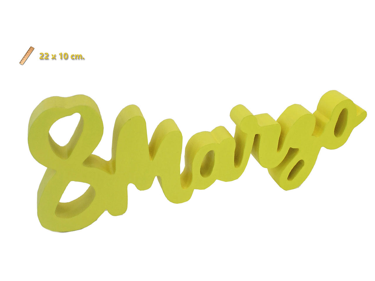 Scritta in legno 8marzo 22x100cm gialla